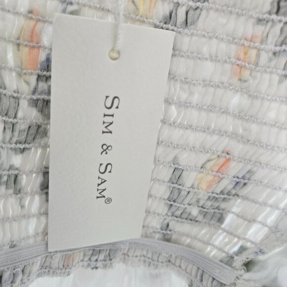 Sim and Sam White Lemon 100% Cotton Ruched Mini Dress Large - Picture 10 of 13